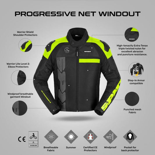 Spidi Progressive Net Windout Jacket - Black Yellow