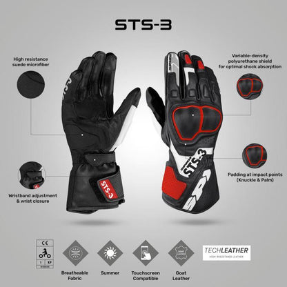 Spidi STS 3 Gloves - Black Red