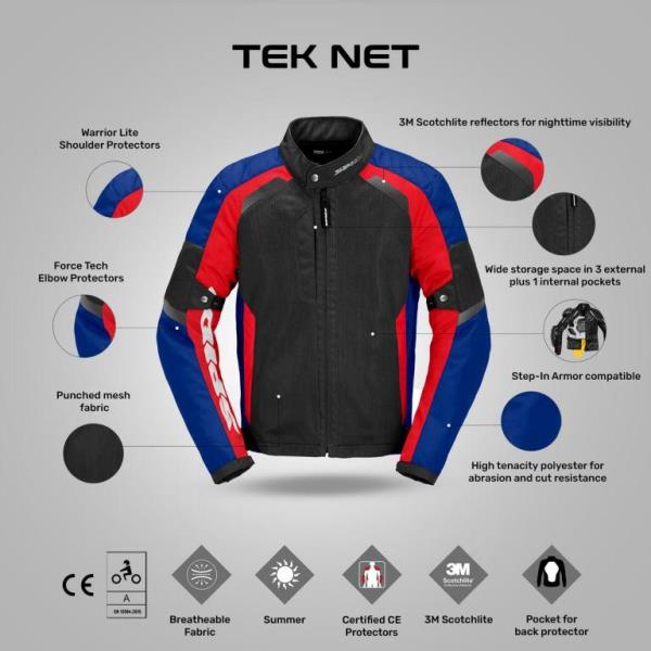 Spidi Tek Net Jacket - Black Blue Red