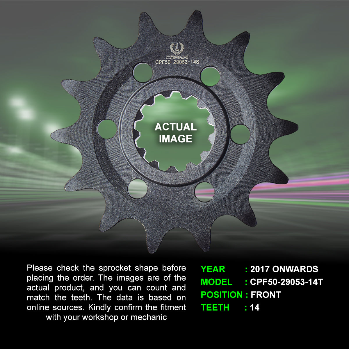 Sprocket For Benelli 502C Cruiser - Front - CPF50-29053-14T - CRANK1