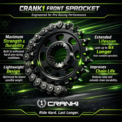 Sprocket For Ducati DesertX (2022 Onwards) - Front - Black - CPF740.15T - CRANK1