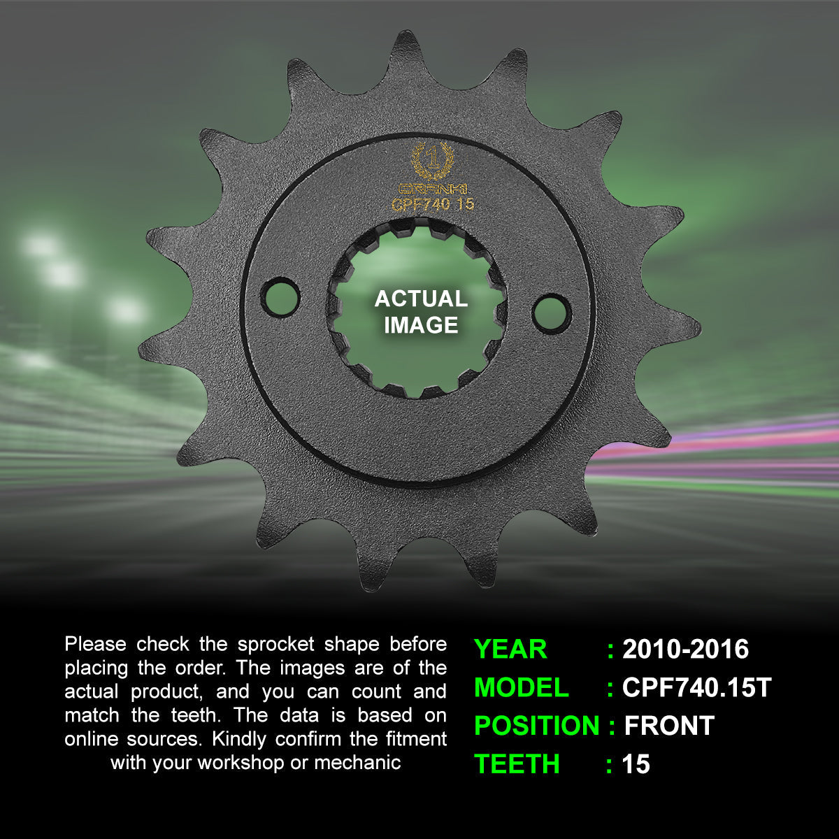 Sprocket For Ducati Monster 796 (2010-2016) - Front - Black - CPF740.15T - CRANK1