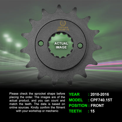Sprocket For Ducati Monster 796 (2010-2016) - Front - Black - CPF740.15T - CRANK1