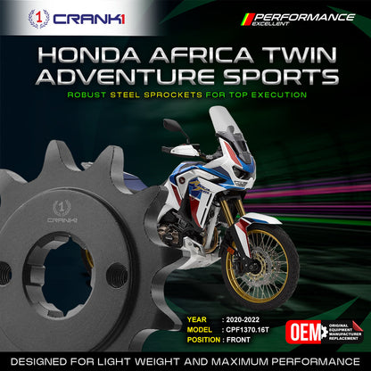 Sprocket For Honda Africa Twin Adventure Sports (2020-2022) - Front - CPF1370.16T - Black - CRANK1