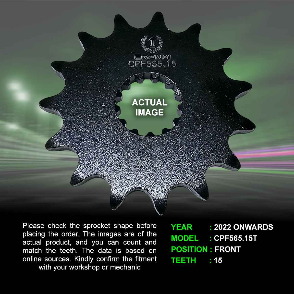 Sprocket For Kawasaki Z650RS (2022 Onwards) - Front - CPF565.15T - CRANK1