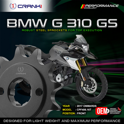 Sprocket For BMW G 310 GS (2017 Onwards) - Front - CPF406.16T - CRANK1