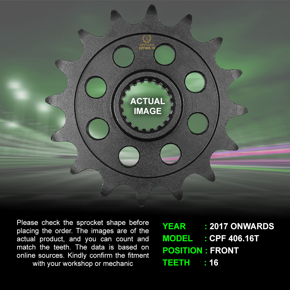 Sprocket For BMW G 310 GS (2017 Onwards) - Front - CPF406.16T - CRANK1
