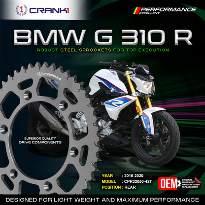 Sprocket For BMW G 310 R (2016-2020) - Rear - CPR32050-42T - Black - CRANK1