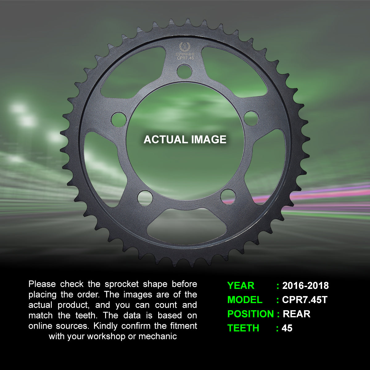 Sprocket For BMW S 1000 RR (2016-2018) - Rear - CPR7.45T - CRANK1
