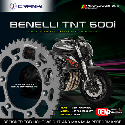 Sprocket For Benelli TNT 600i (2014 Onwards) - Rear - CPR50-29044-46T - CRANK1