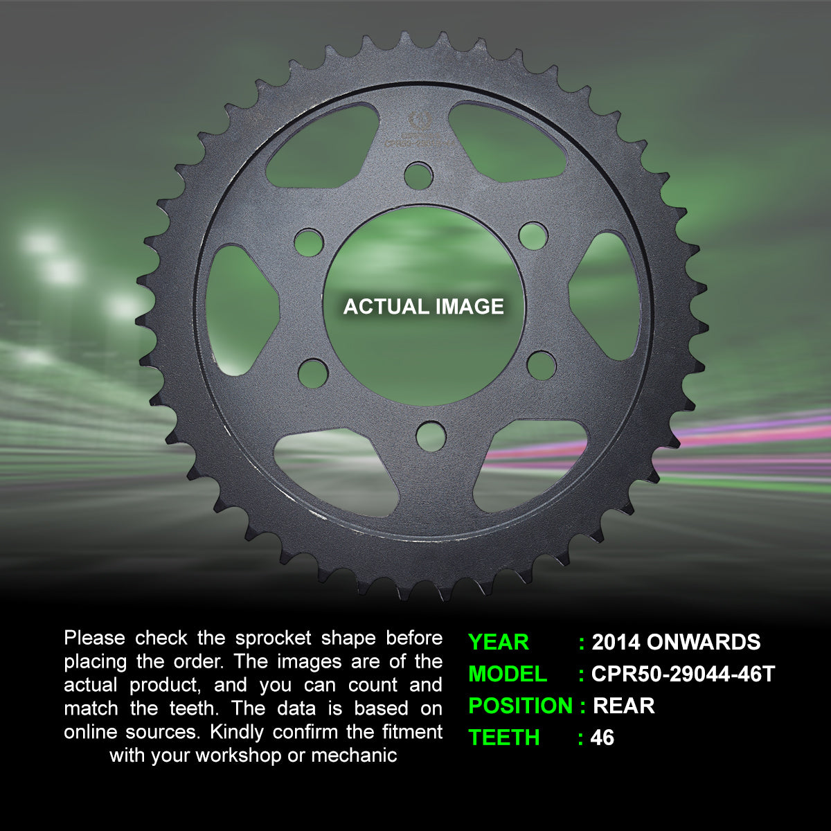 Sprocket For Benelli TNT 600i (2014 Onwards) - Rear - CPR50-29044-46T - CRANK1