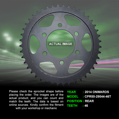 Sprocket For Benelli TNT 600i (2014 Onwards) - Rear - CPR50-29044-46T - CRANK1