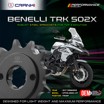 Sprocket For Benelli TRK 502X (2017 Onwards) - Front - CPF50-29053-14T - CRANK1