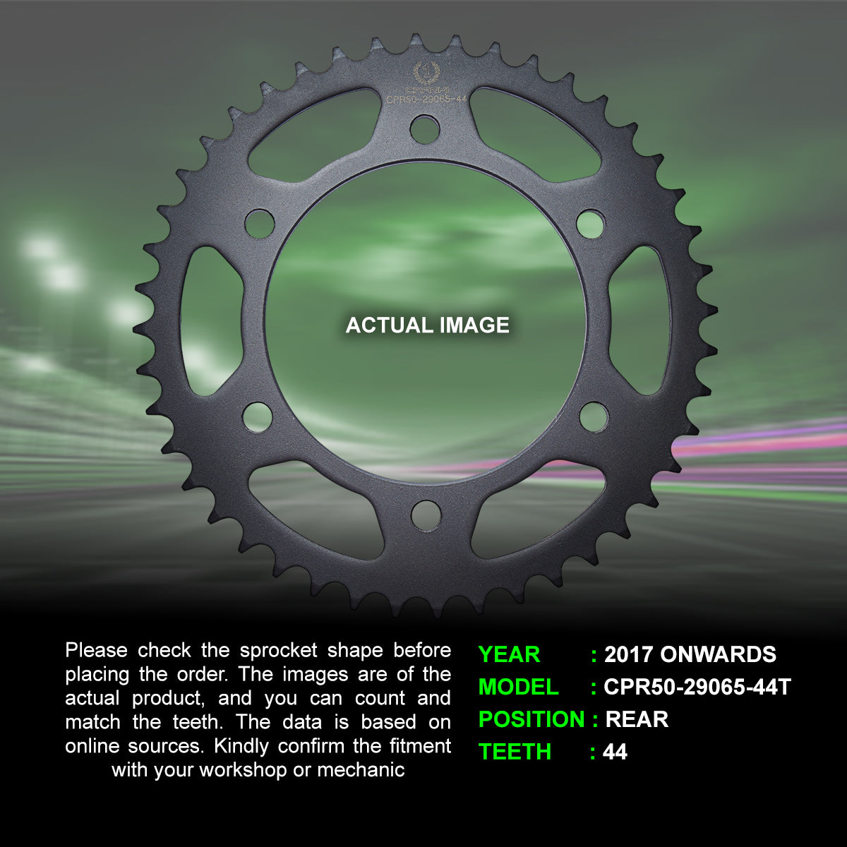 Sprocket For Benelli TRK 502X (2017 Onwards) - Rear - CPR50-29065-44T - CRANK1