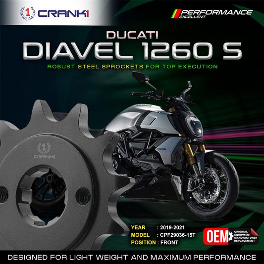 Sprocket For Ducati Diavel 1260 S (2019-2021) - Front - CPF29036-15T - Black - CRANK1