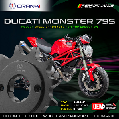 Sprocket For Ducati Monster 795 (2012-2016) - Front - Black - CPF740.15T - CRANK1