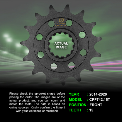 Sprocket For Ducati Monster 821 (2014-2020) - Front - CPF742.15T - Black - CRANK1