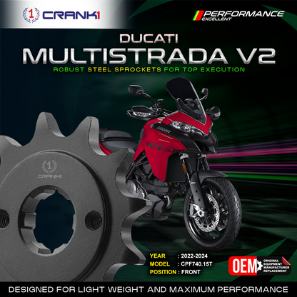 Sprocket For Ducati Multistrada V2 (2022-2024) - Front - Black - CPF740.15T - CRANK1