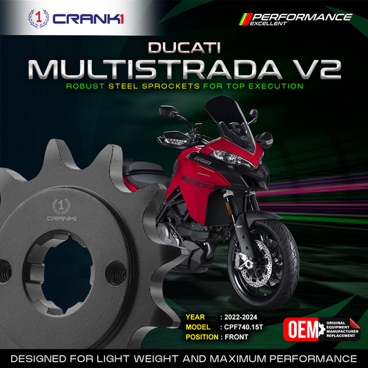 Sprocket For Ducati Multistrada V2 (2022-2024) - Front - Black - CPF740.15T - CRANK1