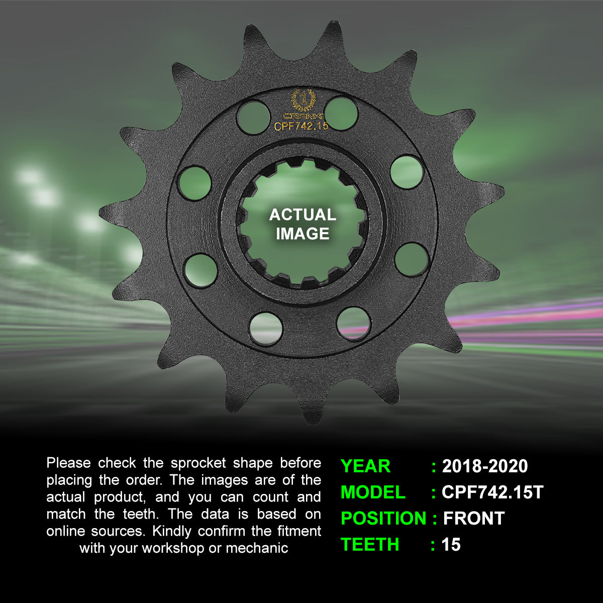 Sprocket For Ducati Scrambler 1100 (2018-2020) - Front - CPF742.15T - Black - CRANK1