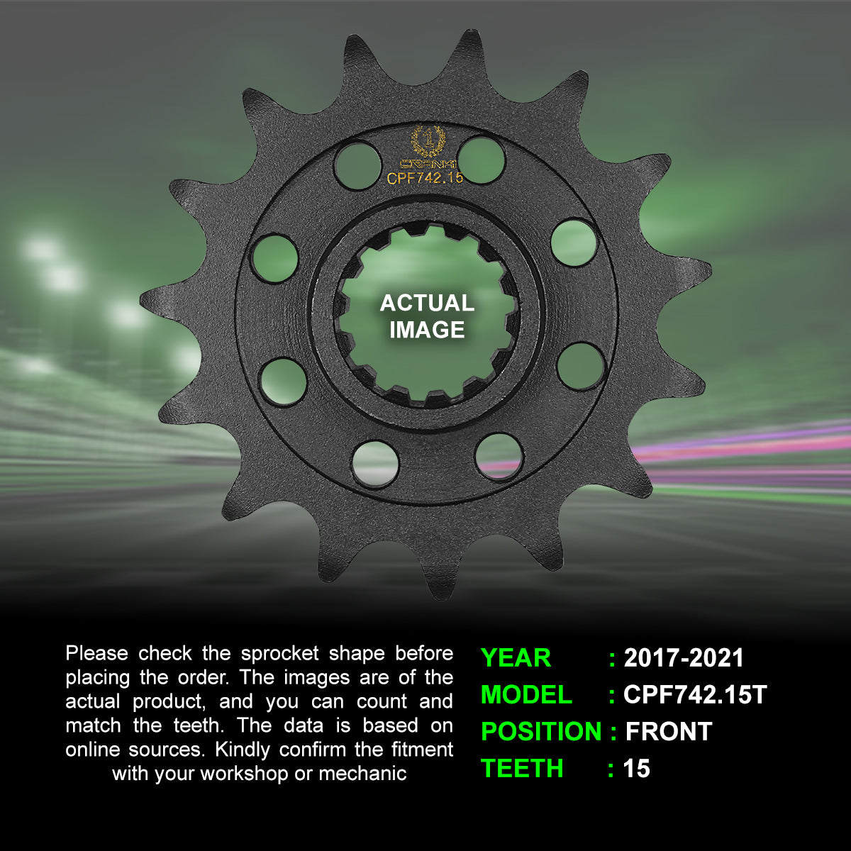 Sprocket For Ducati SuperSport 950 (2017-2021) - Front - CPF742.15T - Black - CRANK1