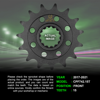 Sprocket For Ducati SuperSport 950 (2017-2021) - Front - CPF742.15T - Black - CRANK1
