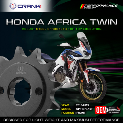 Sprocket For Honda Africa Twin (2016-2019) - Front - CPF1370.16T - Black - CRANK1