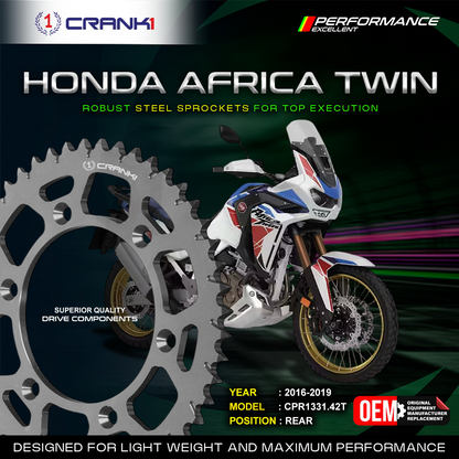 Sprocket For Honda Africa Twin (2016-2019) - Rear - CPR1331.42T - Black - CRANK1