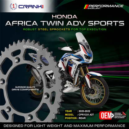 Sprocket For Honda Africa Twin Adventure Sports (2020-2022) - Rear - CPR1331.42T - Black - CRANK1