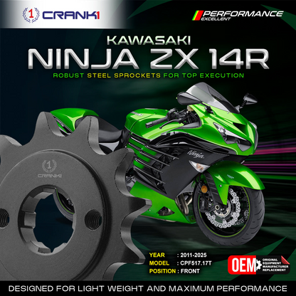 Sprocket For Kawasaki Ninja ZX-14R (2011-2025) - Front - CPF517.17T - Black - CRANK1