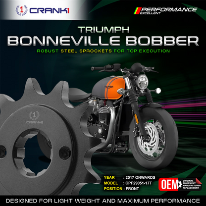 Sprocket For Triumph Bonneville Bobber (2017 Onwards) - Front - CPF29051-17T - Black - CRANK1