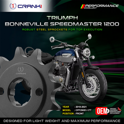 Sprocket For Triumph Bonneville Speedmaster 1200 (2018-2021) - Front - CPF29051-17T - Black - CRANK1