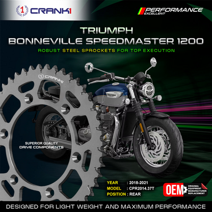 Sprocket For Triumph Bonneville Speedmaster 1200 (2018-2021) - Rear - CPR2014.37T - Black - CRANK1