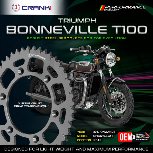 Sprocket For Triumph Bonneville T100 (2017 Onwards) - Rear - CPR32242-41T - Black - CRANK1