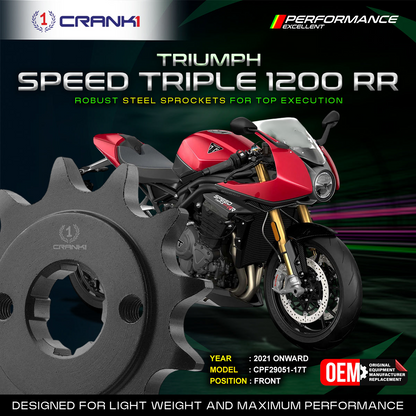 Sprocket For Triumph Speed Triple 1200 RR (2021 Onwards) - Front - CPF29051-17T - Black - CRANK1