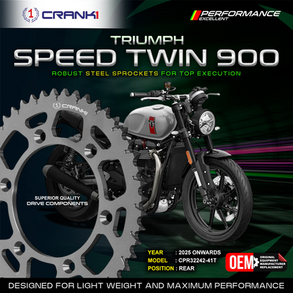 Sprocket For Triumph Speed Twin 900 (2025 Onwards) - Rear - CPR32242-41T - Black - CRANK1