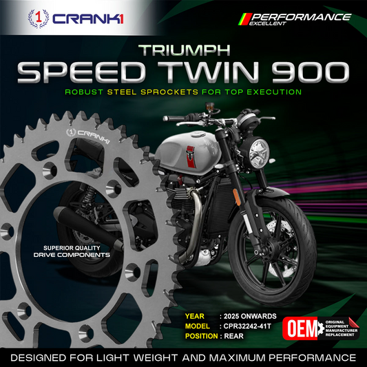 Sprocket For Triumph Speed Twin 900 (2025 Onwards) - Rear - CPR32242-41T - Black - CRANK1