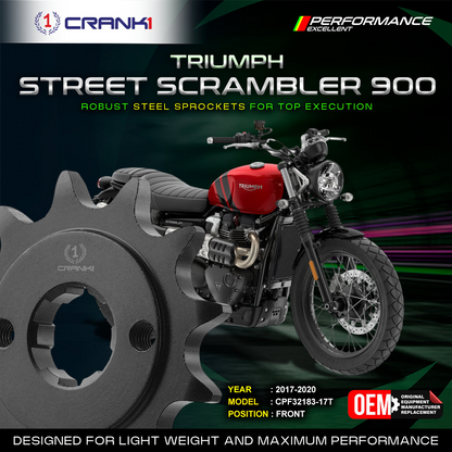 Sprocket For Triumph Street Scrambler 900 (2017-2020) - Front - CPF32183-17T - Black - CRANK1