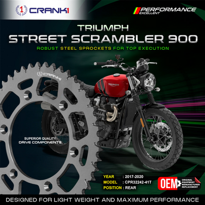 Sprocket For Triumph Street Scrambler 900 (2017-2020) - Rear - CPR32242-41T - Black - CRANK1