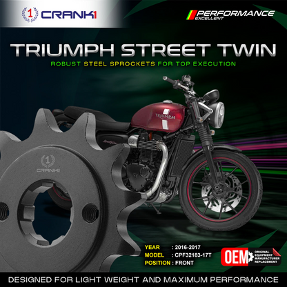 Sprocket For Triumph Street Twin (2016-2017) - Front - CPF32183-17T - Black - CRANK1