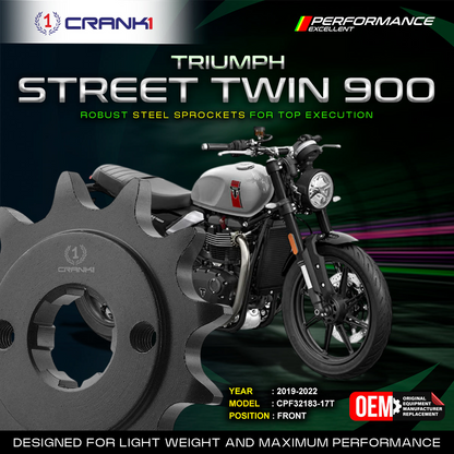 Sprocket For Triumph Street Twin 900 (2019-2022) - Front - CPF32183-17T - Black - CRANK1