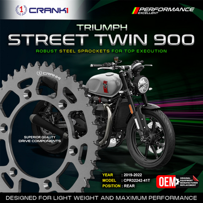 Sprocket For Triumph Street Twin 900 (2019-2022) - Rear - CPR32242-41T - Black - CRANK1