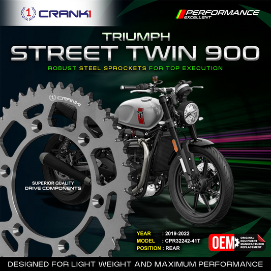 Sprocket For Triumph Street Twin 900 (2019-2022) - Rear - CPR32242-41T - Black - CRANK1