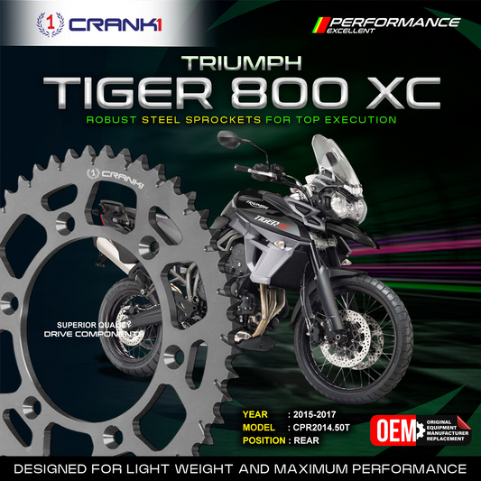 Sprocket For Triumph Tiger 800 XC (2015-2017) - Rear - CPR2014.50T - Black - CRANK1