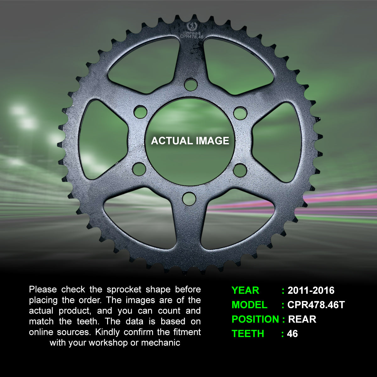 Sprocket Rear Kawasaki Ninja 650 (2011-onwars) - CPR478.46T – CRANK1