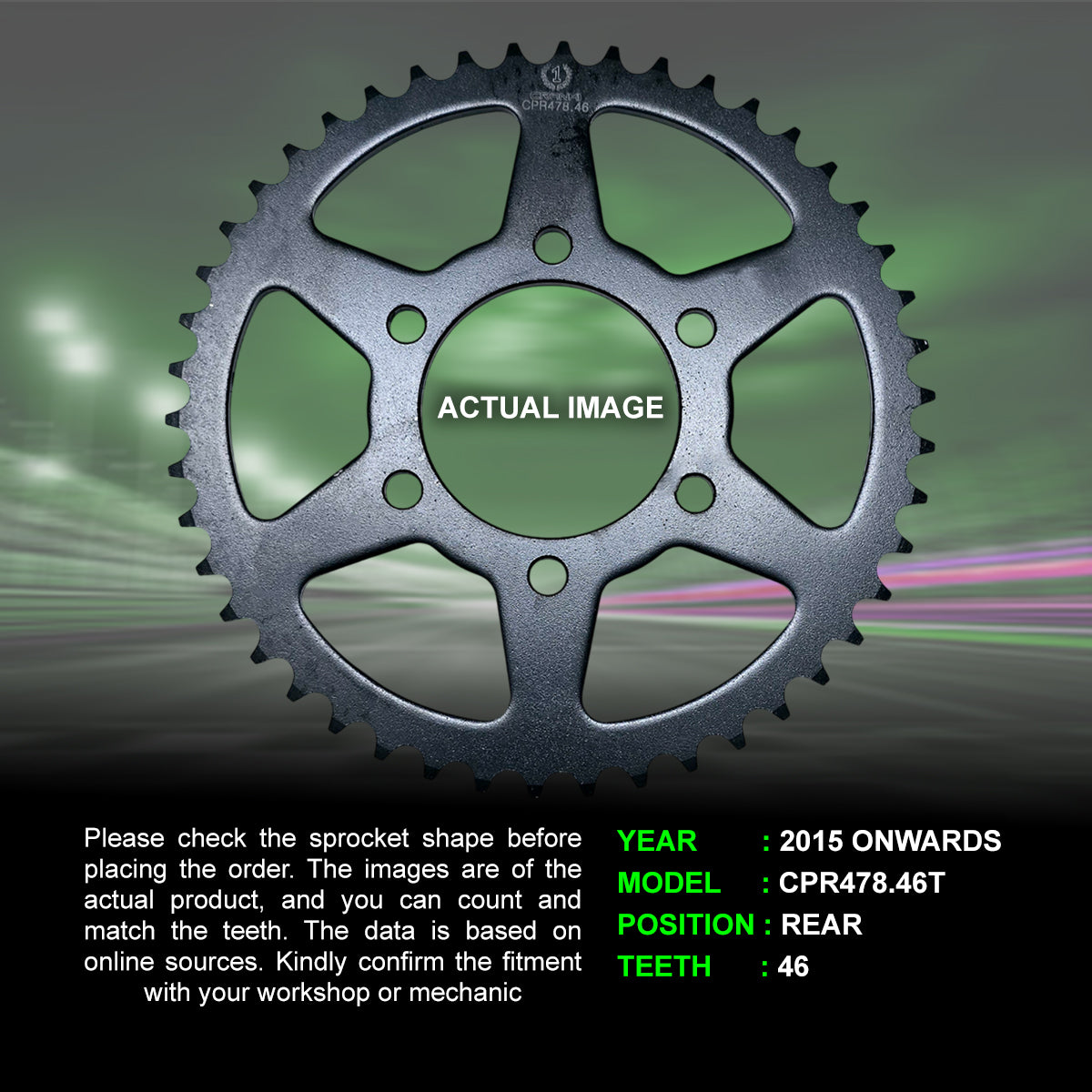Sprocket Rear Kawasaki Vulcan S (2015 Onward) - CPR478.46T – CRANK1