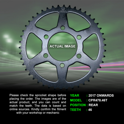 Sprocket Rear Kawasaki Z650 (2017 Onward) - CPR478.46T – CRANK1
