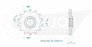 Sprockets Front (13019-14t) - Esjot - 50-13019-14 - Riders Junction