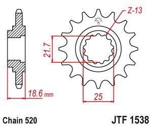 Sprockets Front (1538 - 15t) - JT Rubber - JTF1538.15RB