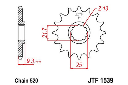Sprockets Front (1539 14t) rubber - JT - JTF1539.14RB - Riders Junction